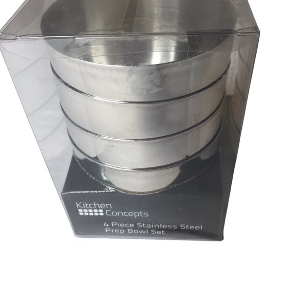 New NWT Kitchen Concepts Set of 4 Stainless Steel Prep Bowls, Kitchen Cooking - Picture 3 of 6